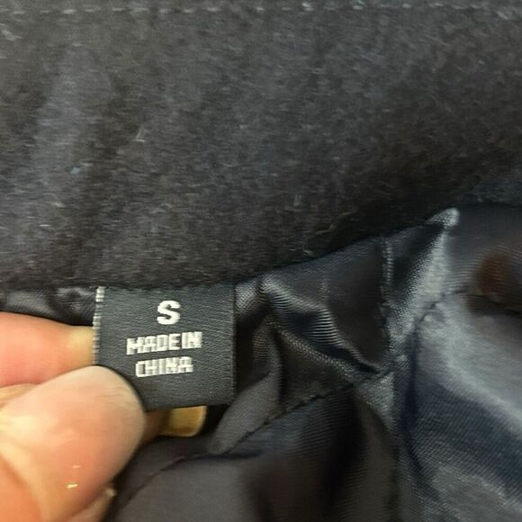 Tommy Hilfiger Men’s Double Breasted Wool Blend Pea Coat Navy Blue Small Flaw - Picture 8 of 14